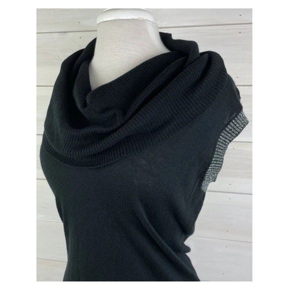 Cache LUXE Women Black Cowl Neck Sleeveless Sweater Dress Size S Small Tunic - Picture 3 of 4